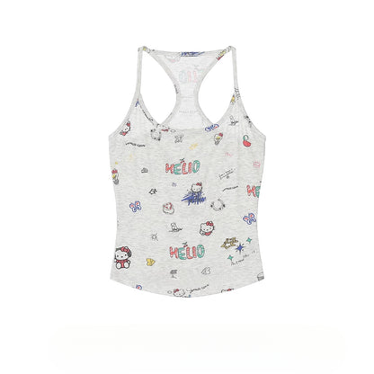 HK Retro Mini Vest - Y2K Fitted Sleeveless Top for Women