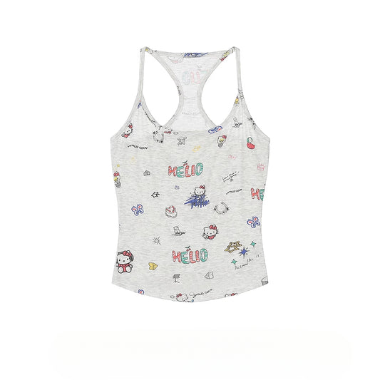 HK Retro Mini Vest - Y2K Fitted Sleeveless Top for Women
