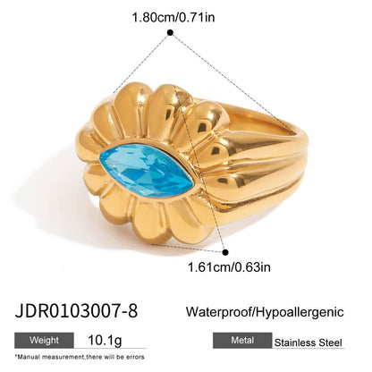 Stainless steel 18k gold-plated blue zircon jewelry