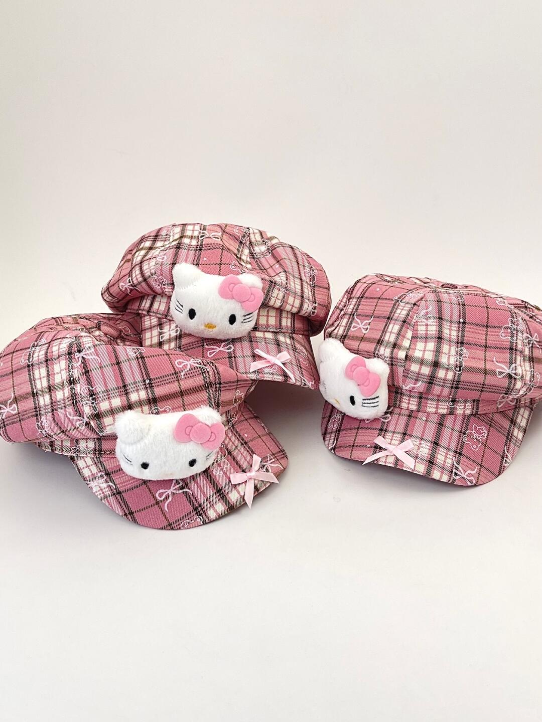 HK Octagon Beret Cap – Cute Pink Painter Hat with Retro Brim Style, Adjustable Fit (54–59cm)