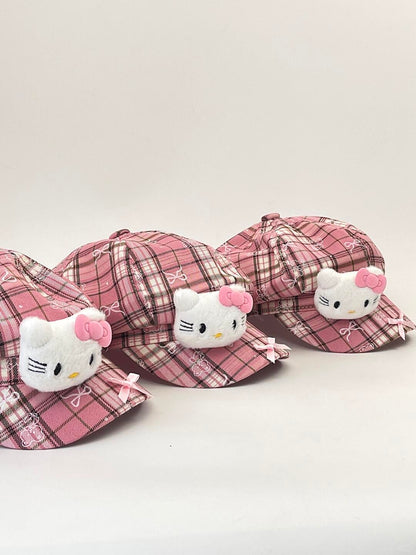 HK Octagon Beret Cap – Cute Pink Painter Hat with Retro Brim Style, Adjustable Fit (54–59cm)