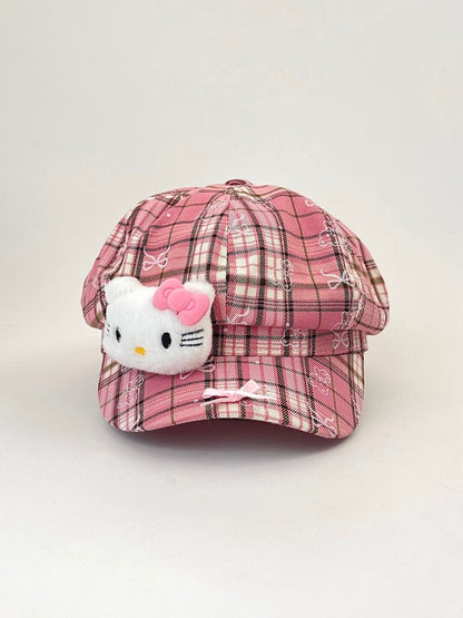 HK Octagon Beret Cap – Cute Pink Painter Hat with Retro Brim Style, Adjustable Fit (54–59cm)