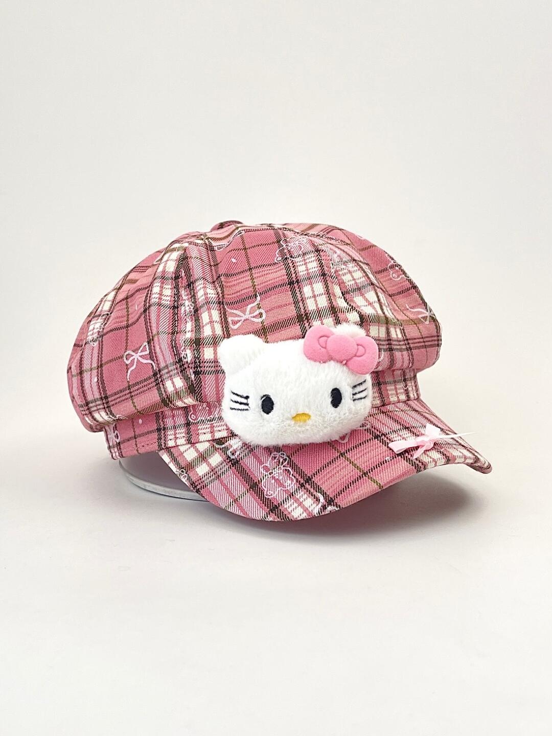 HK Octagon Beret Cap – Cute Pink Painter Hat with Retro Brim Style, Adjustable Fit (54–59cm)