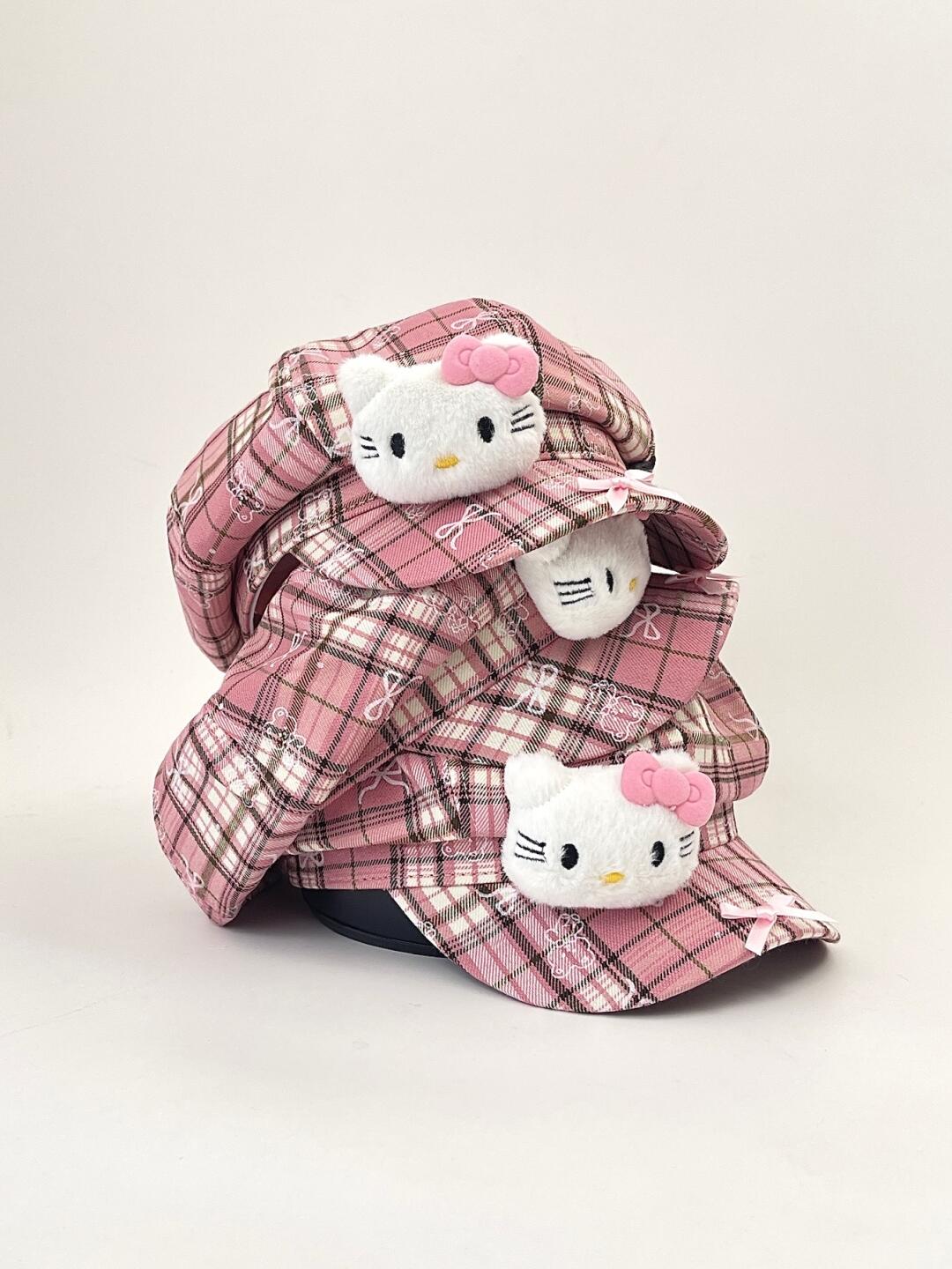 HK Octagon Beret Cap – Cute Pink Painter Hat with Retro Brim Style, Adjustable Fit (54–59cm)