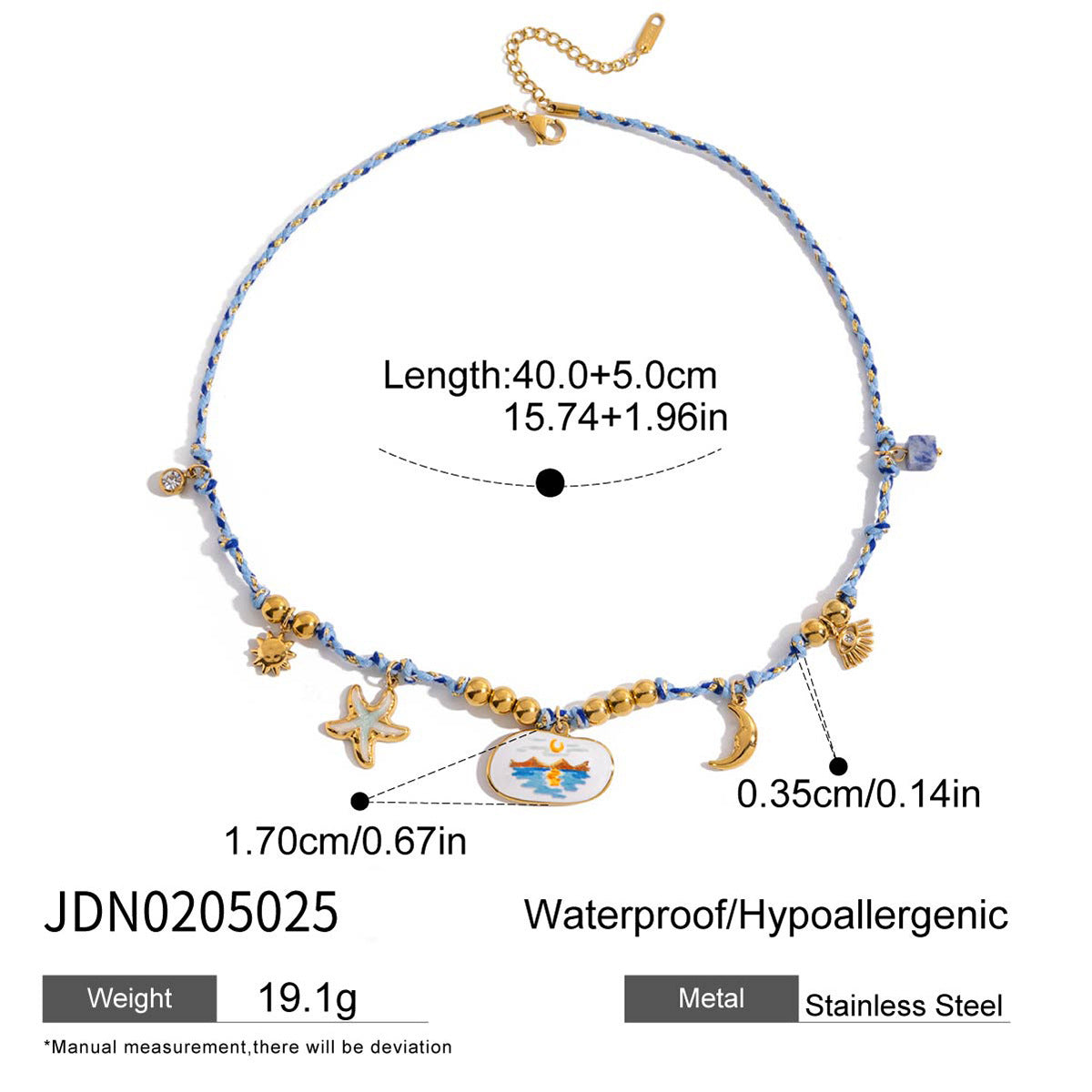 Stainless steel 18k gold-plated oil-dripping pendant necklace