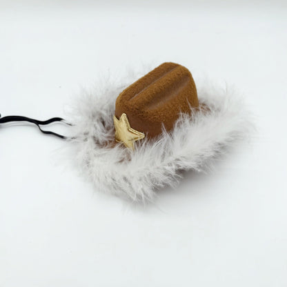 Cowboy Hat Feathered Border Clothing Accessories (NO DOLL) Cute Clothes for Labubu Dress up Unique Style