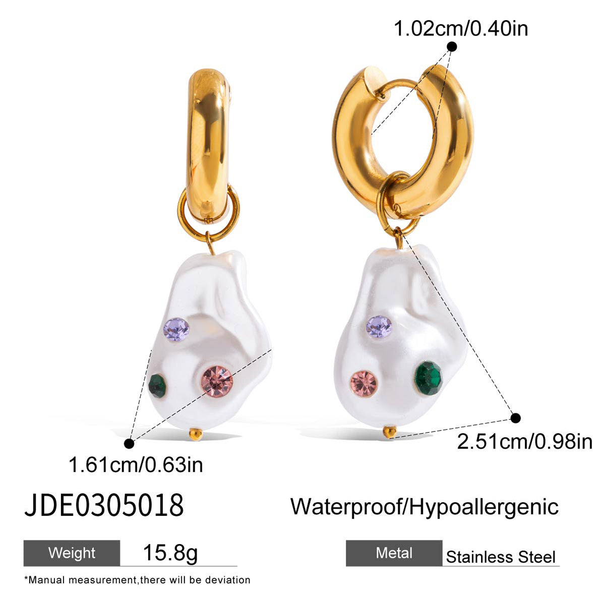 Stainless steel 18k gold-plated earrings