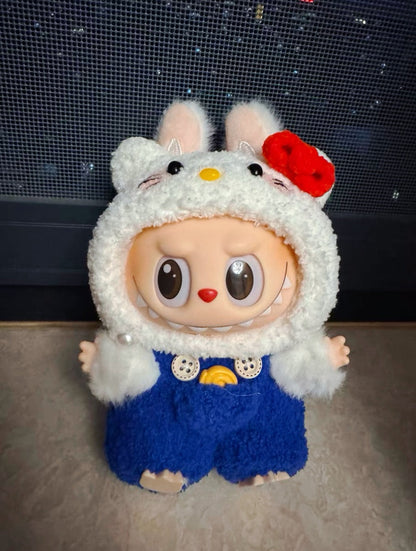 Handmade Knitting Hellokitty outfit clothes for 17cm Labubu