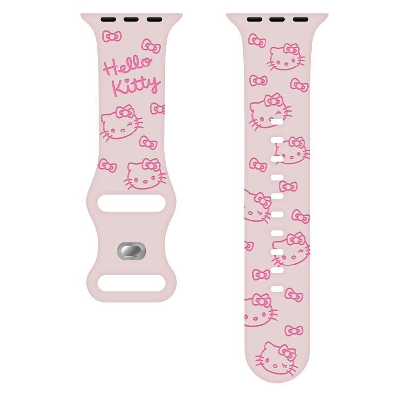 HK Engraved Silicone Watch Band – Cute Kitty Strap for Apple Watch