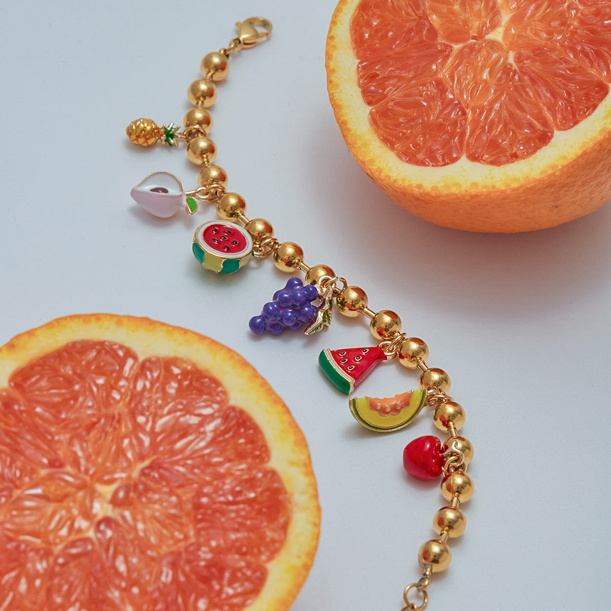 Stainless steel 18k gold-plated fruit style jewelry set