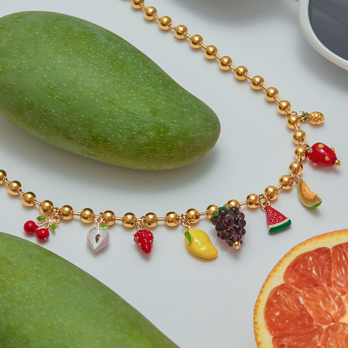 Stainless steel 18k gold-plated fruit style jewelry set