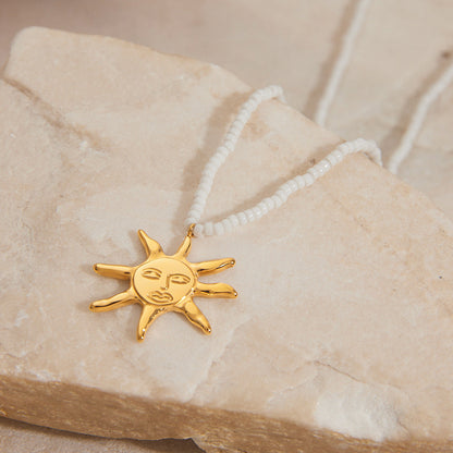 Stainless steel 18k gold-plated sun jewelry set