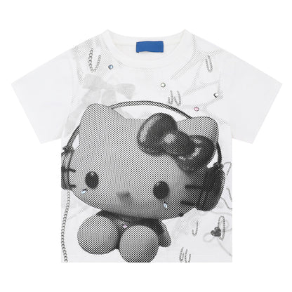 HK Y2K Black Vintage Tee - Oversized Retro Graphic T-Shirt for Women