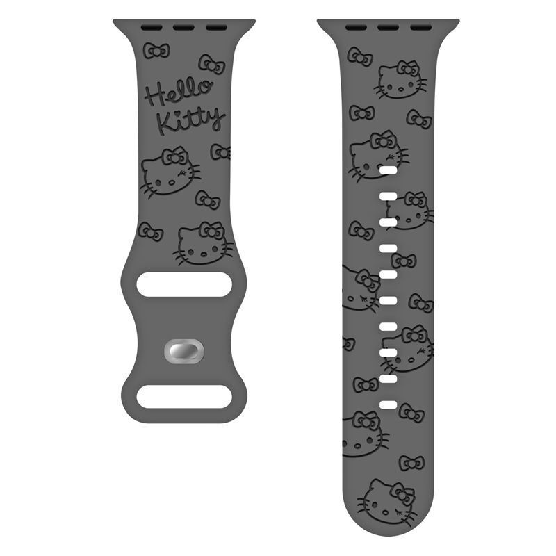 HK Engraved Silicone Watch Band – Cute Kitty Strap for Apple Watch