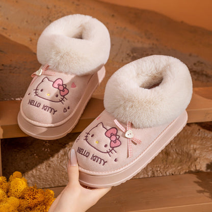 Hellokitty Fuzzy Slippers Fluffy Fall Winter House Cute Shoes Indoor and Outdoor