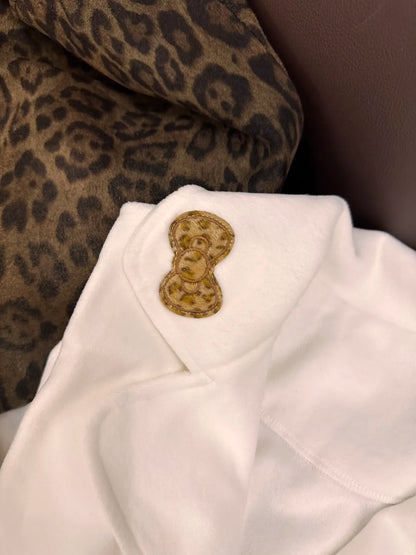 Hello Kitty Ivory Pajama Set with Leopard Trim