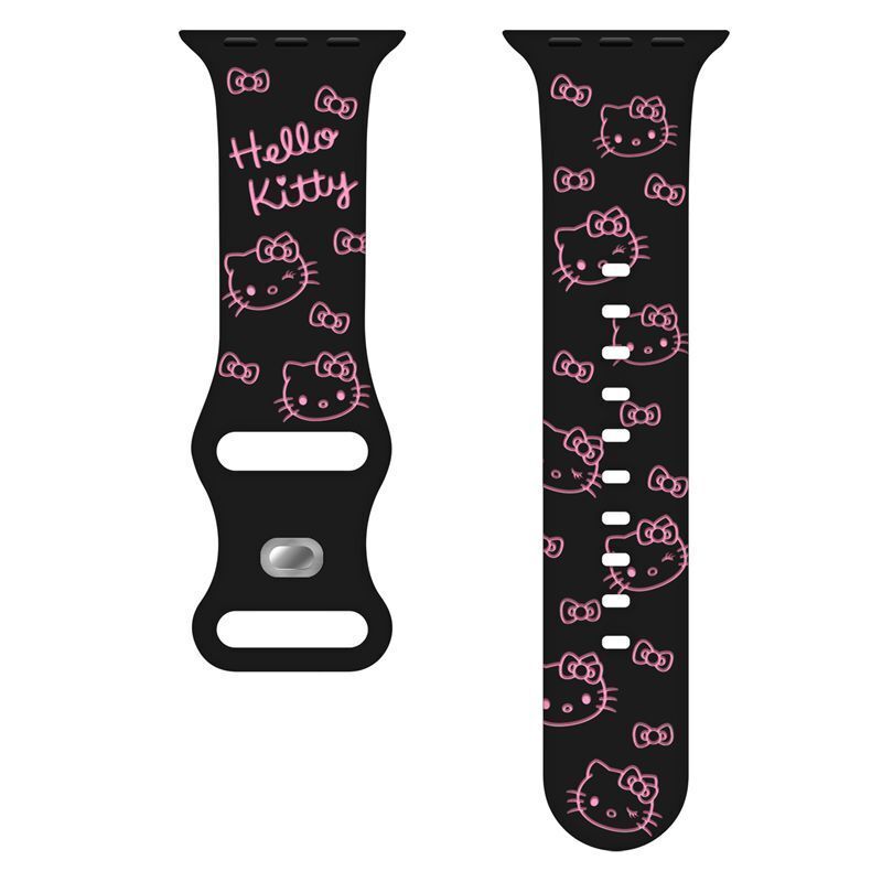 HK Engraved Silicone Watch Band – Cute Kitty Strap for Apple Watch