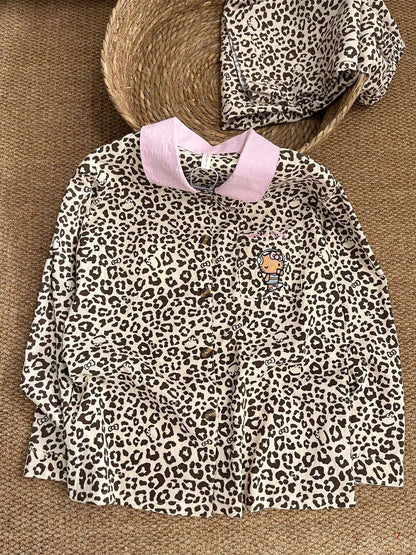 HK Leopard Print Pajamas Set for Women – Summer Short Sleeve Cute Loungewear