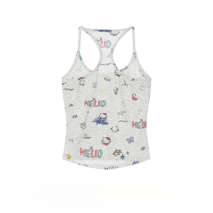 HK Retro Mini Vest - Y2K Fitted Sleeveless Top for Women