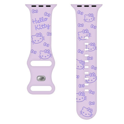 HK Engraved Silicone Watch Band – Cute Kitty Strap for Apple Watch