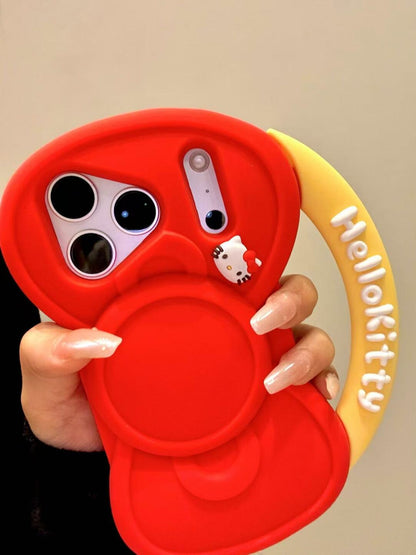HK Red Bow Handbag Silicone iPhone Case, Cute Kawaii iPhone 13–17 Pro Max Case, Soft Protective Cover with Bow