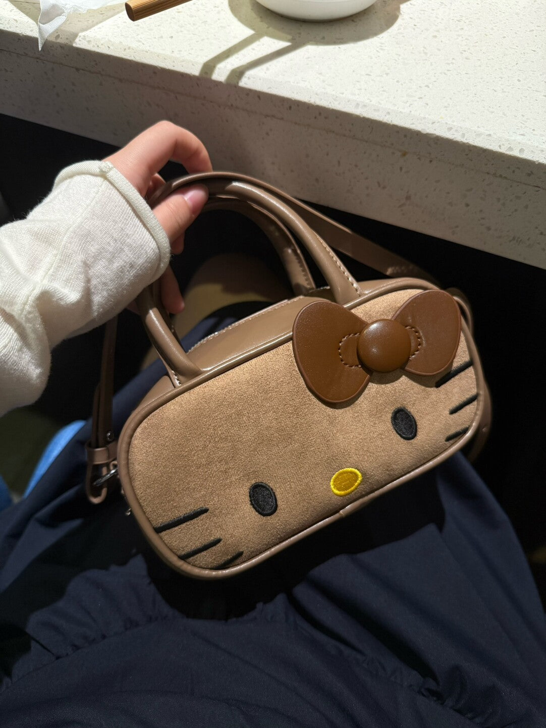 HK Boston Suede Crossbody Bag – Cartoon Style Autumn Shoulder Handbag
