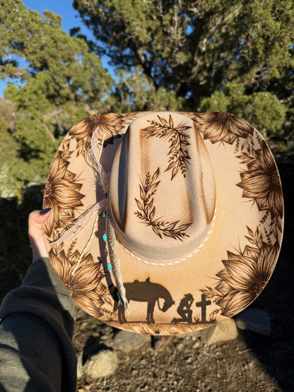 ✨Handcrafted Leather-🤠Praying Cowgirl(❤Breathable & Lightweight Comfort)