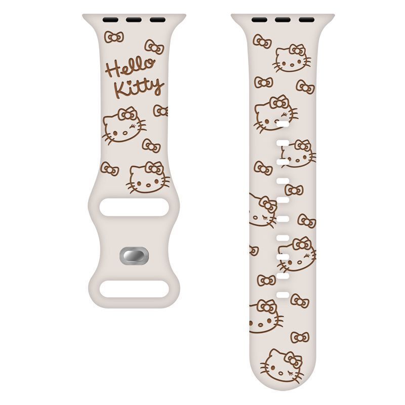 HK Engraved Silicone Watch Band – Cute Kitty Strap for Apple Watch