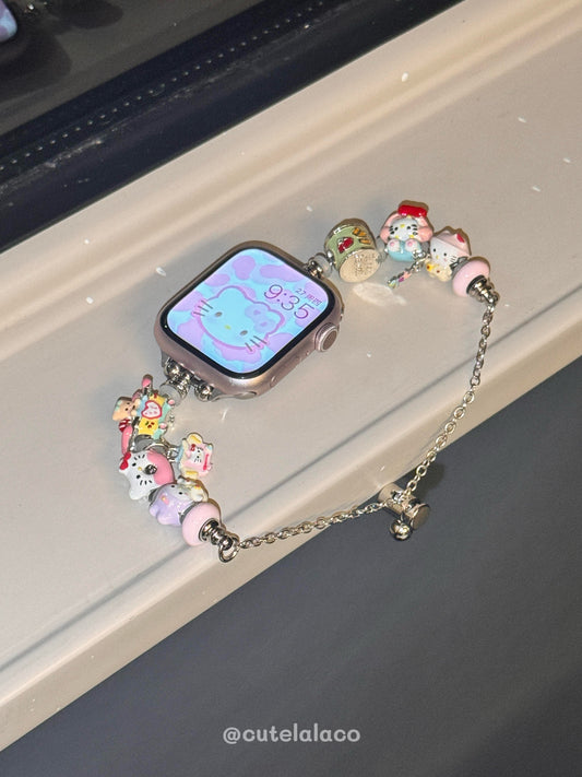 Handmade HK Beaded Apple Watch Band - Kawaii Charm for Series 1-9 & Ultra