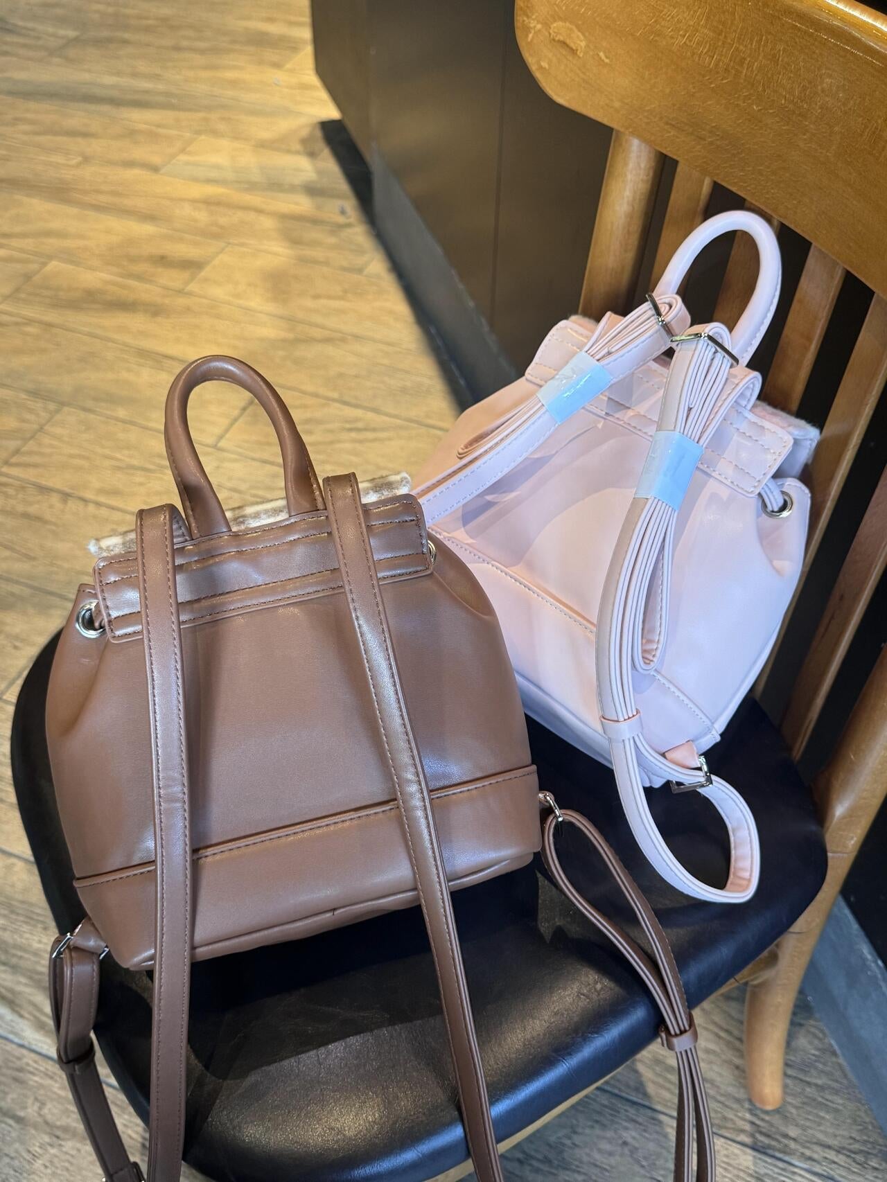 HK Drawstring PU Backpack - Cute & Functional School Bag for Women