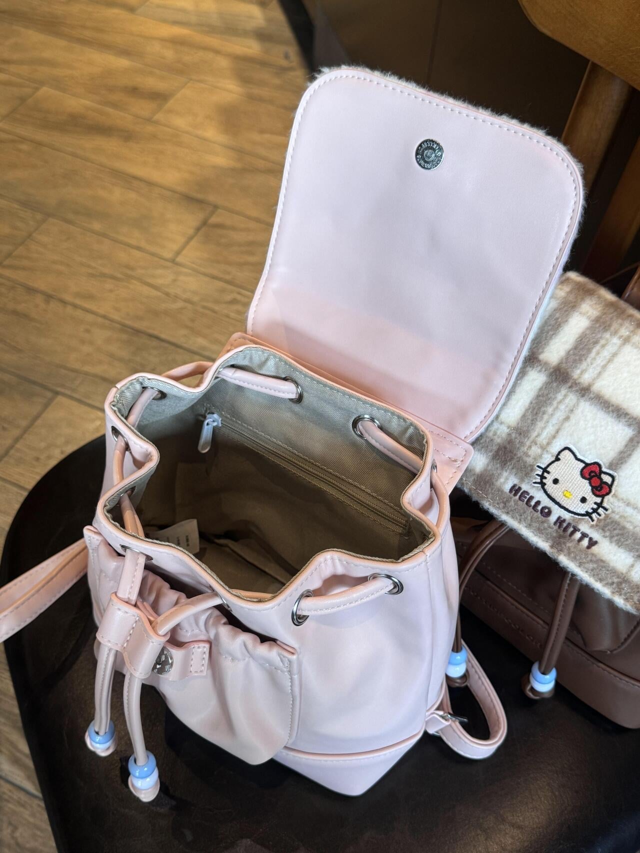 HK Drawstring PU Backpack - Cute & Functional School Bag for Women