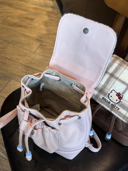 HK Drawstring PU Backpack - Cute & Functional School Bag for Women