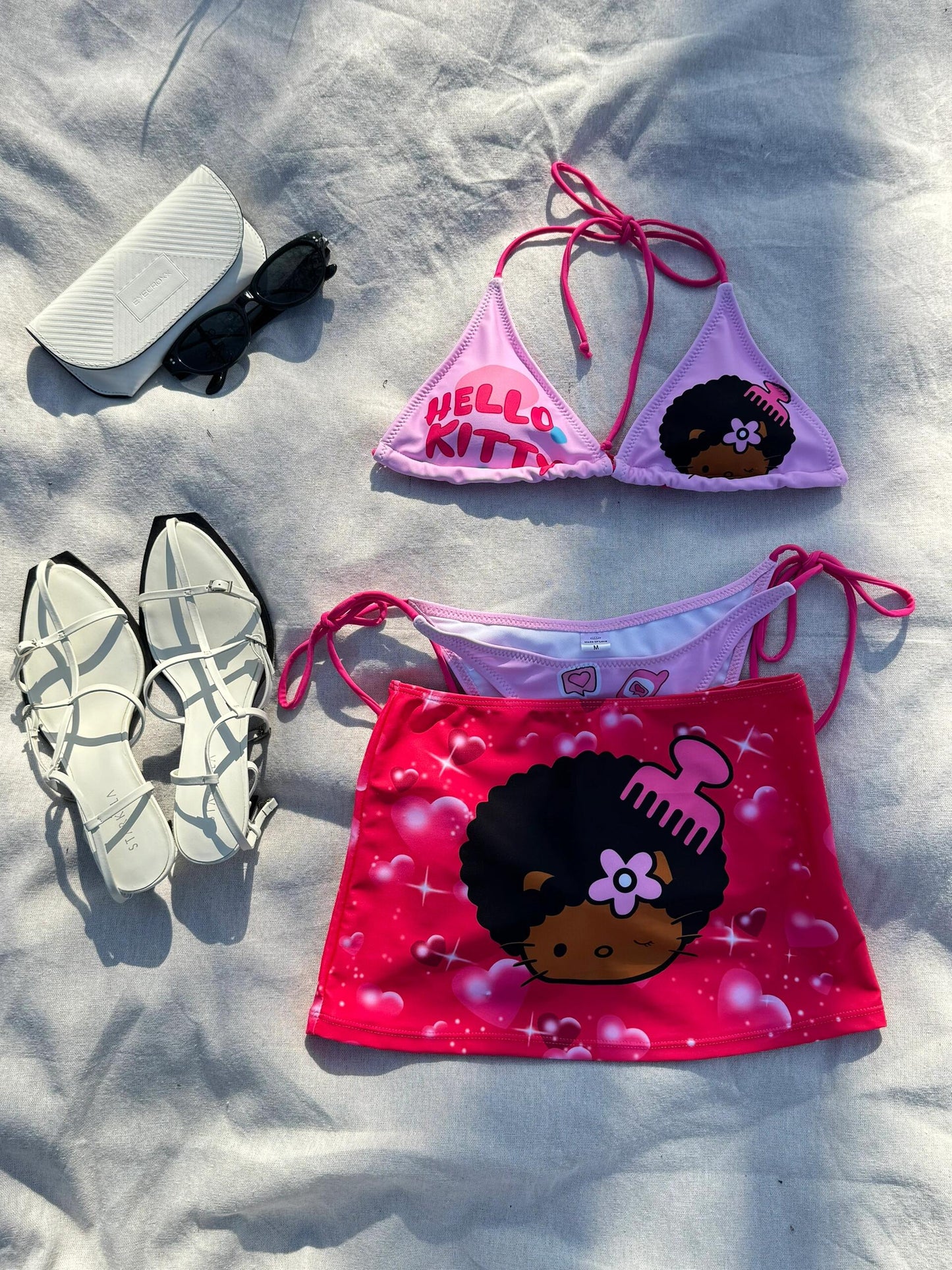 HK 3 Piece Bikini Sets - String Triangle Swimsuits with Cover Up Halter Sexy Bathing Suits
