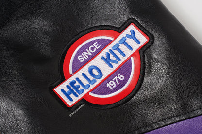 Hello Kitty Black & Purple Embroidered Bomber Jacket Unisex Coats