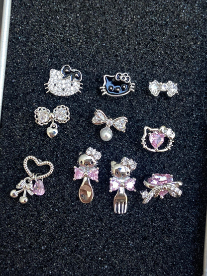 Hellokitty Earrings Rhinestone Cute Titanium earrings