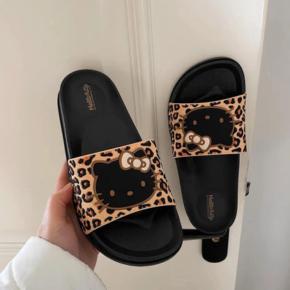 Hellokitty Leopard Print Shower Sandals Bathroom Slippers