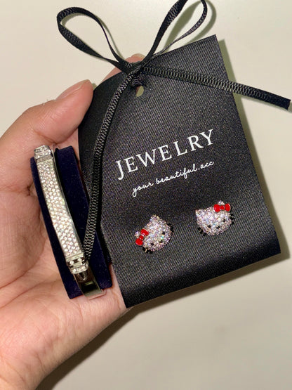 1 Pairs Stud Earrings Cubic Zirconia S925 Sterling Silver Earrings Set