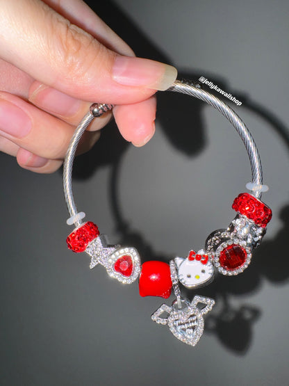 KT Pandora Charm Bracelets Stainless Steel Bangle Bracelet Birthday Christmas Jewelry Gift for Women Girls