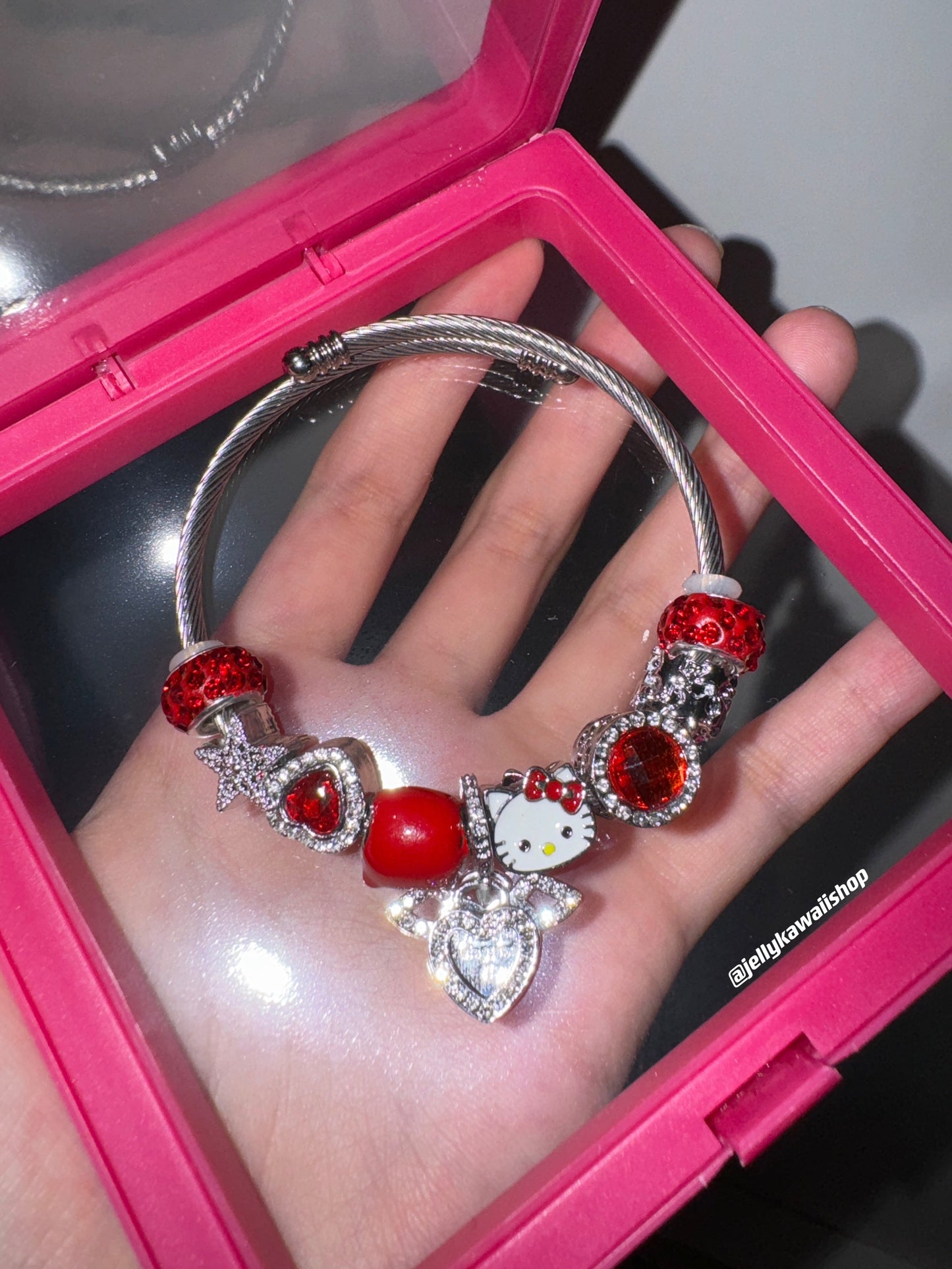 KT Pandora Charm Bracelets Stainless Steel Bangle Bracelet Birthday Christmas Jewelry Gift for Women Girls