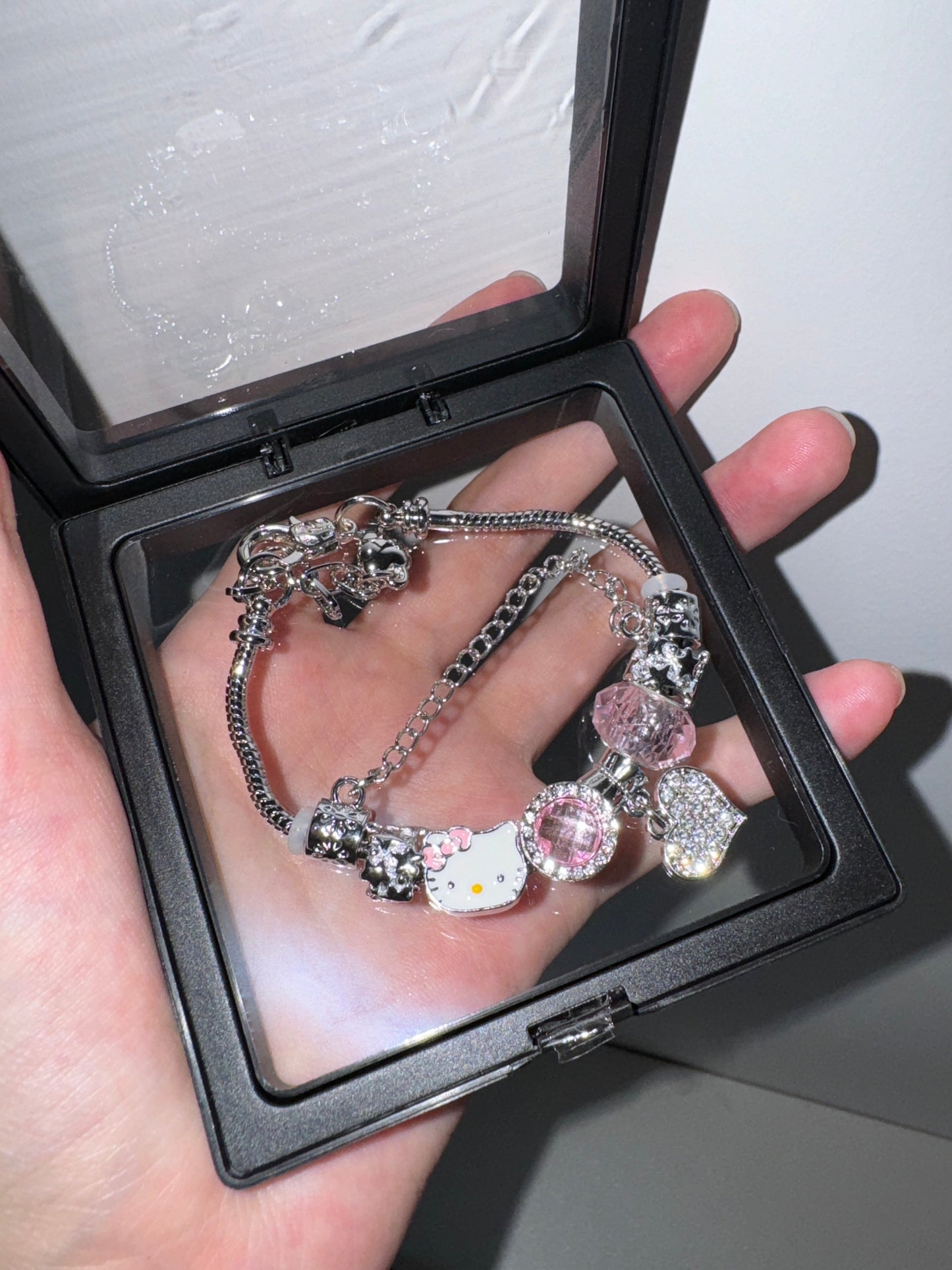 KT Pandora Charm Bracelets Stainless Steel Bangle Bracelet Birthday Christmas Jewelry Gift for Women Girls