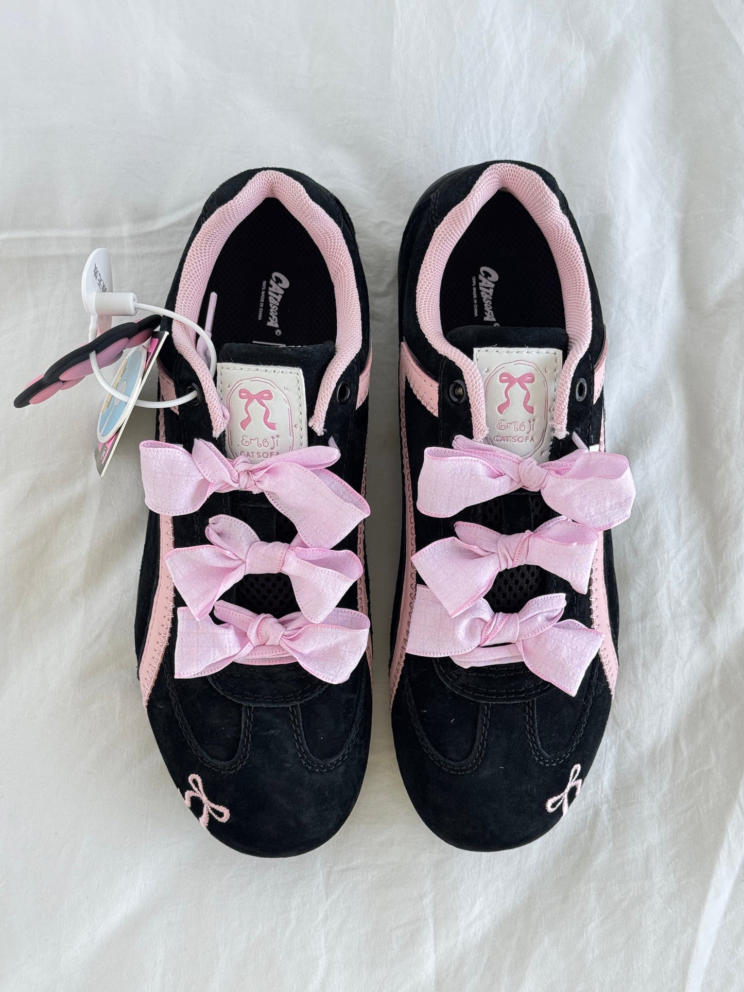 Black Pink Bow Speedcat Sneakers Shoes Casual (Includes three shoe laces)