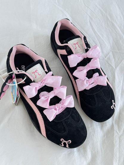 Black Pink Bow Speedcat Sneakers Shoes Casual (Includes three shoe laces)