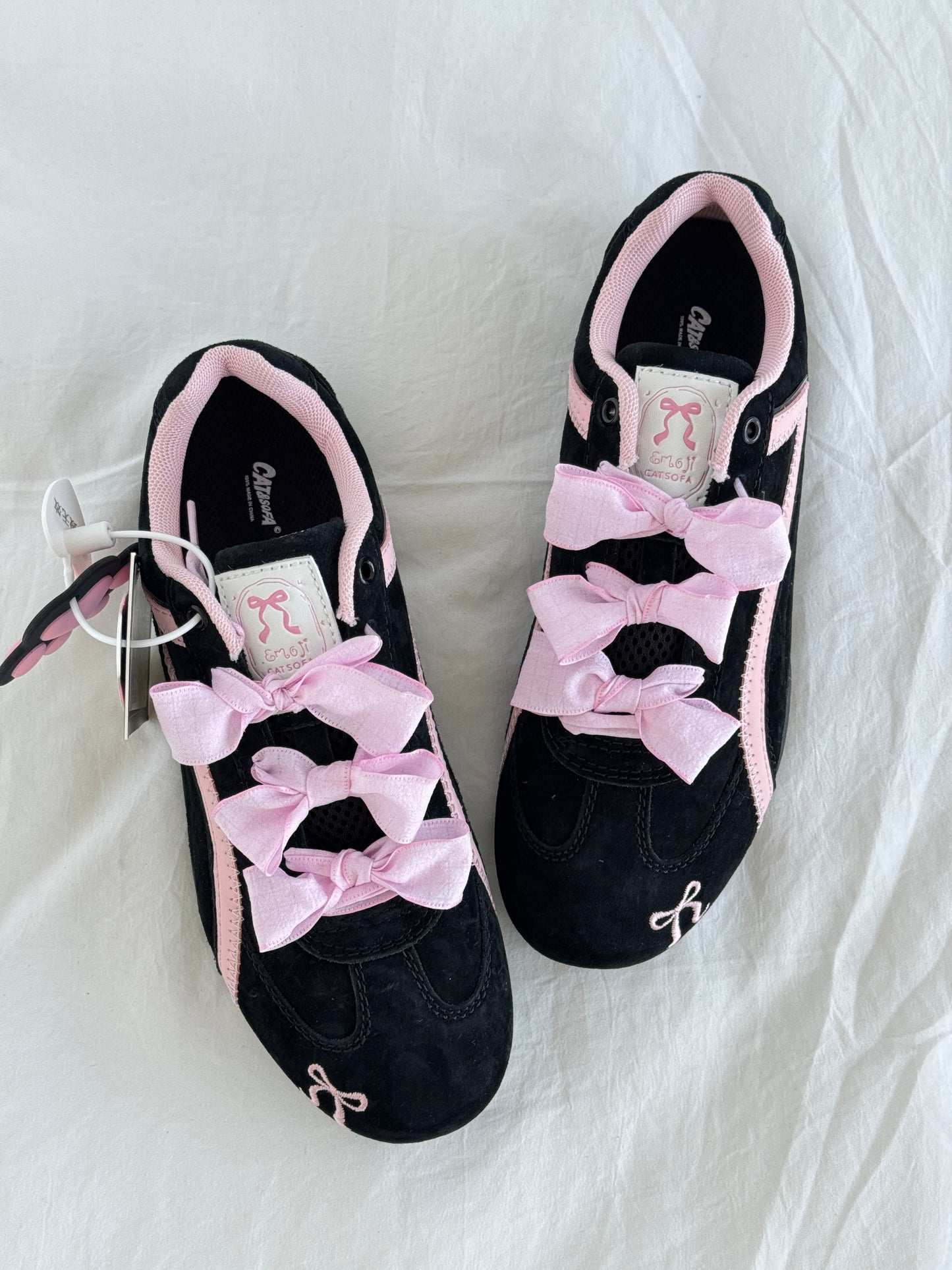Black Pink Bow Speedcat Sneakers Shoes Casual (Includes three shoe laces)