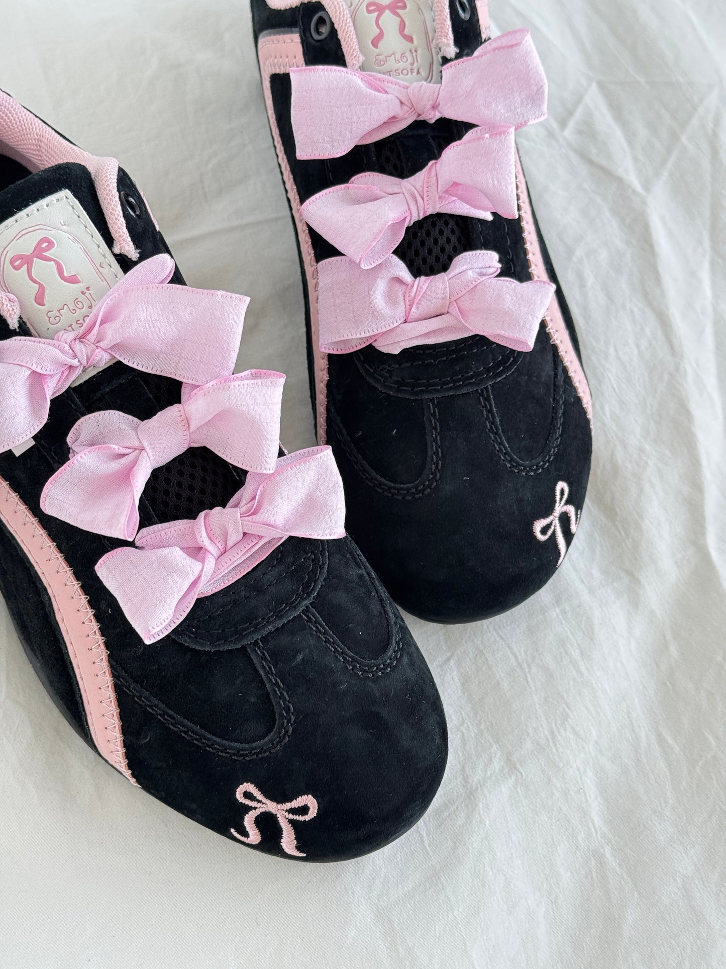 Black Pink Bow Speedcat Sneakers Shoes Casual (Includes three shoe laces)
