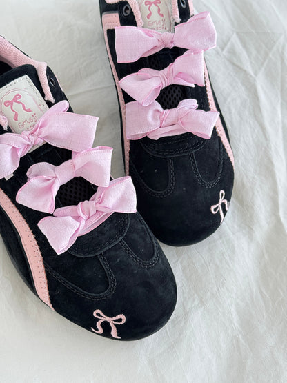 Black Pink Bow Speedcat Sneakers Shoes Casual (Includes three shoe laces)