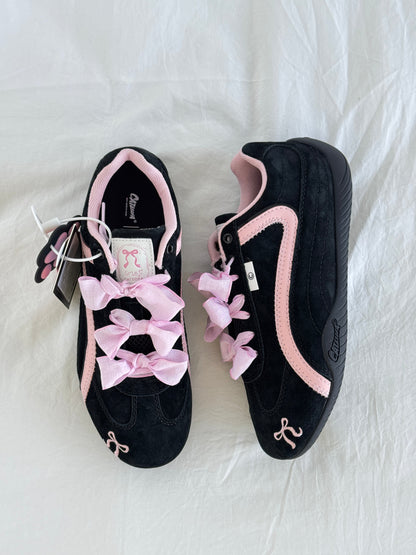 Black Pink Bow Speedcat Sneakers Shoes Casual (Includes three shoe laces)