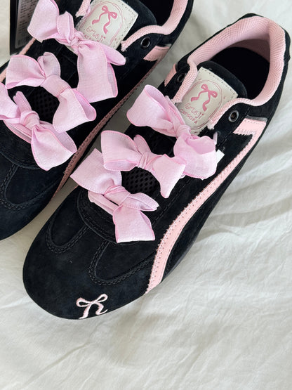 Black Pink Bow Speedcat Sneakers Shoes Casual (Includes three shoe laces)