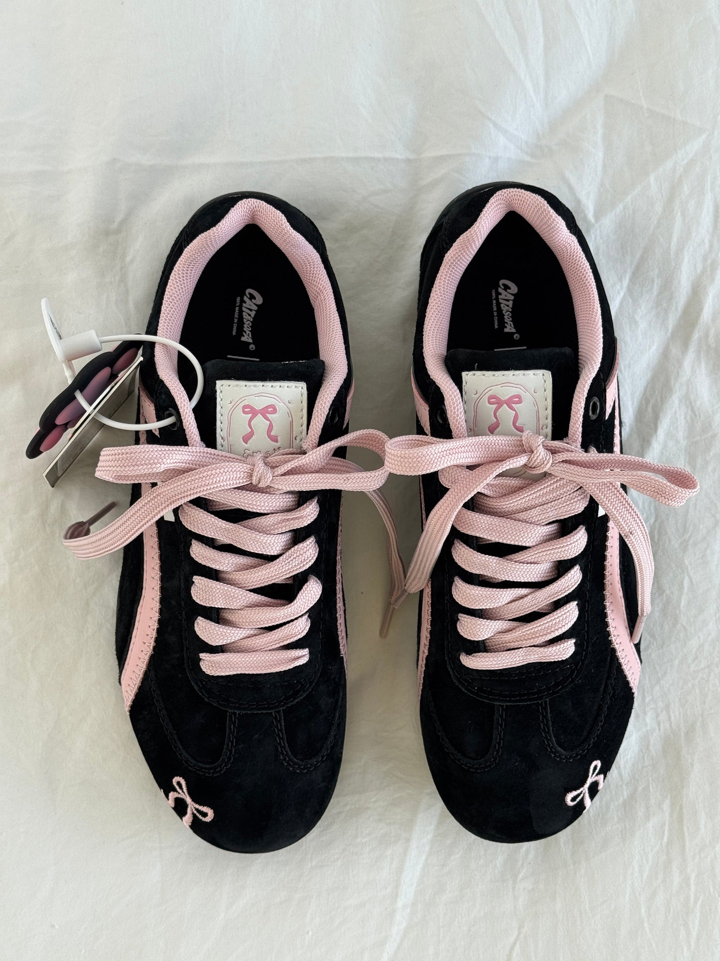 Black Pink Bow Speedcat Sneakers Shoes Casual (Includes three shoe laces)
