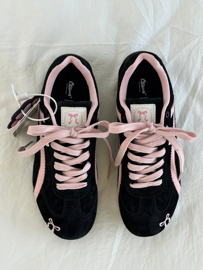 Black Pink Bow Speedcat Sneakers Shoes Casual (Includes three shoe laces)