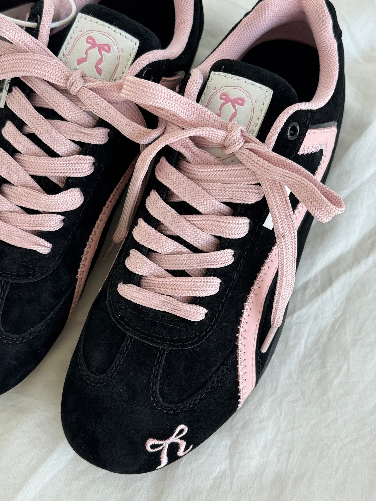 Black Pink Bow Speedcat Sneakers Shoes Casual (Includes three shoe laces)